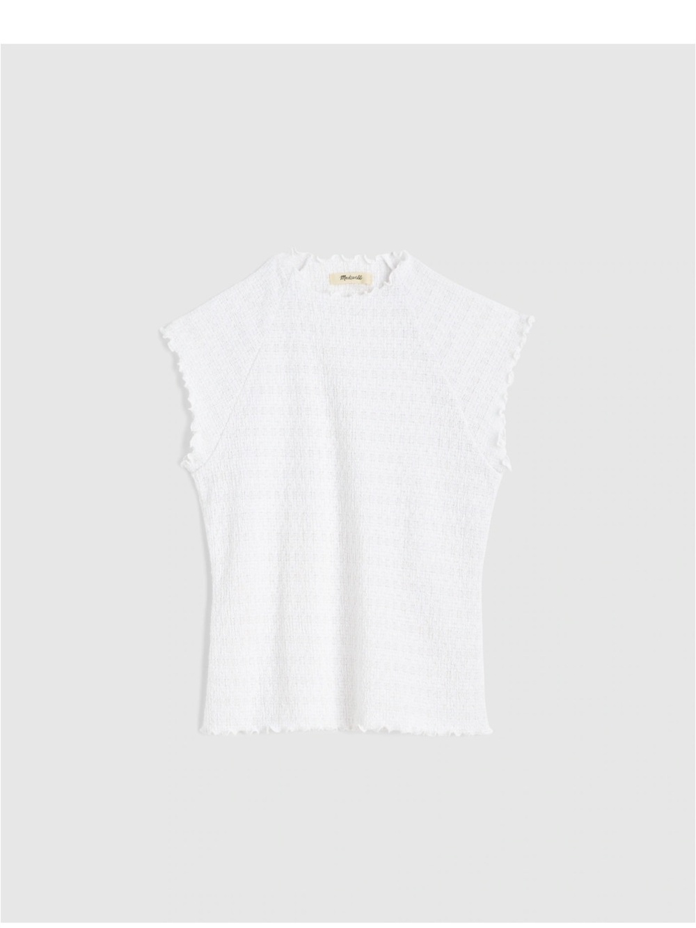 White Knit Sleeveless Mock Neck Top